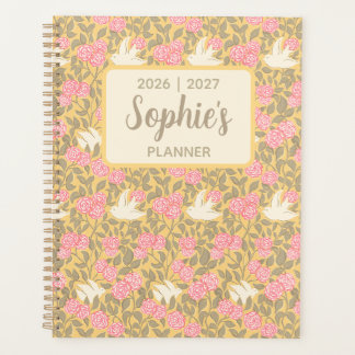 Année scolaire élégante florale pastel et oiseau