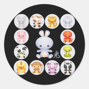 Année Zodiaque chinoise des Stickers Rabbit