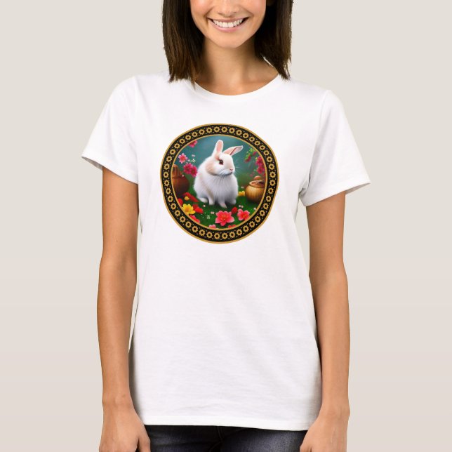 Année Zodiaque Chinoise Du T-shirt Femme Rabbit (Devant)