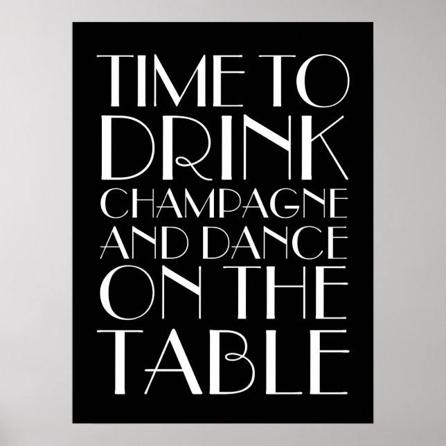 Années 1920 Boire Champagne Poster noir (Devant)