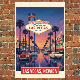 Années 1960 Vintage Las Vegas Travel Poster