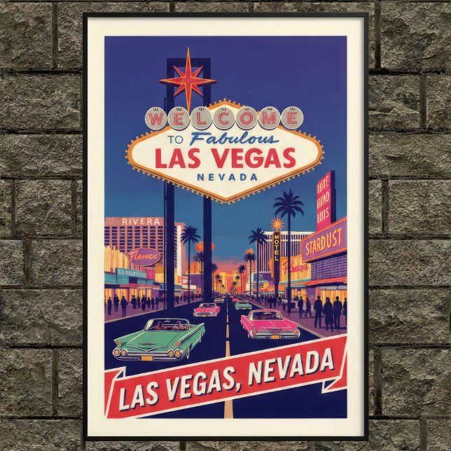Années 1960 Vintage Las Vegas Travel Poster (Créateur téléchargé)