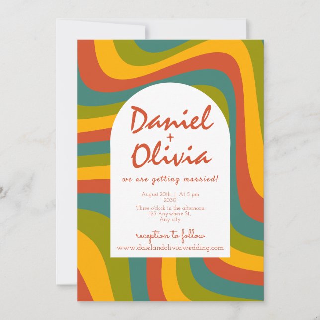 Années 70 Super avec Faire-part de mariage QR (Devant)