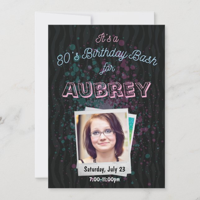 Années 80 Invitation Bash - thème des années 1980  (Devant)