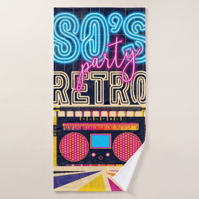 années 80, soirée musicale rétro. Affiche de style (Serviette de bain)