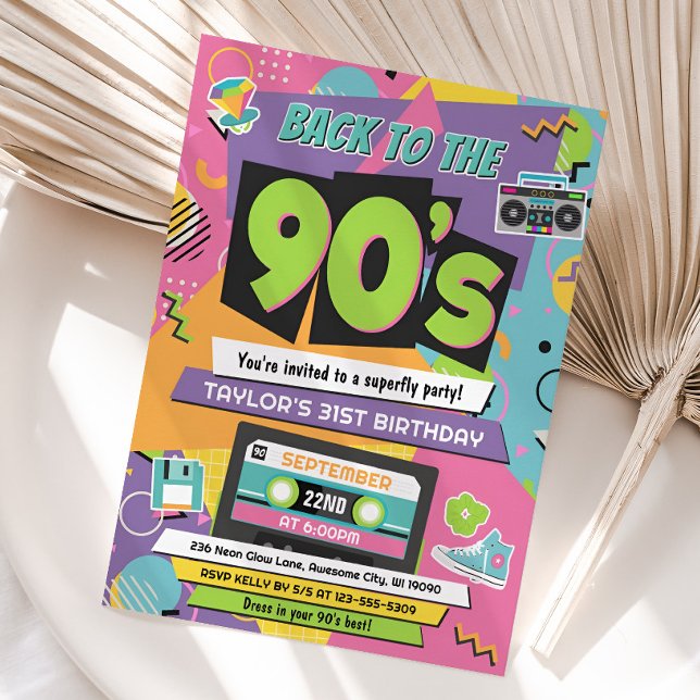 Années 90 Invitation de fête d'anniversaire (90s Birthday Party Invitation)