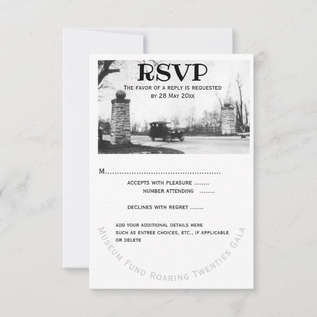 Années folles Réponse de l'invité RSVP (Devant)