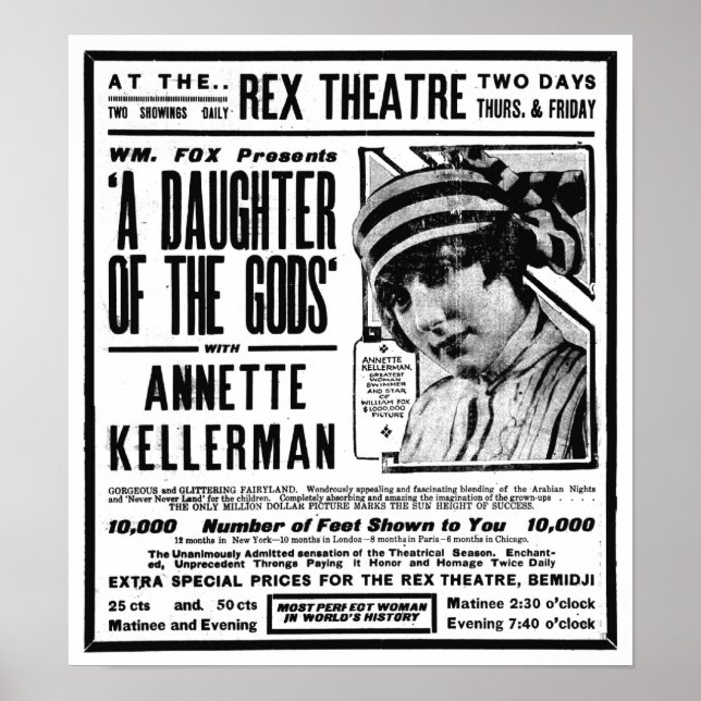Annette Kellerman 1918 affiche vintage (Devant)