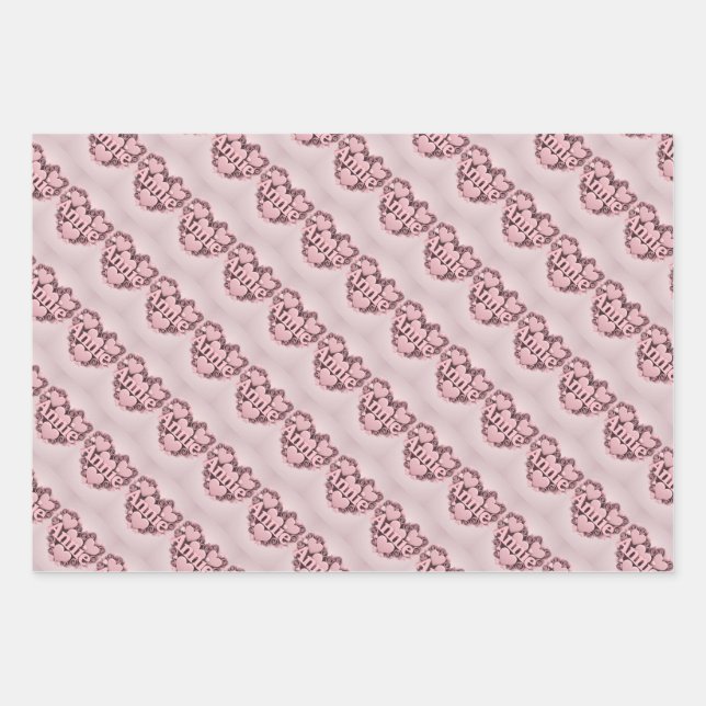 Annie 3D Coeurs roses Envelopper ensemble papier (Devant)