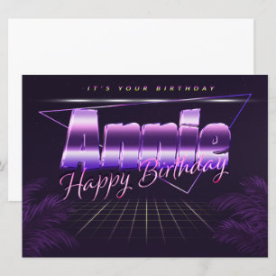 Annie Nom Prénom carte rétro lilas pour anniversai