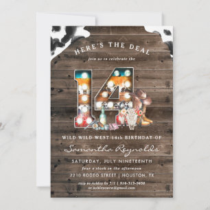 Anniversaire 14 ans   Wild West Cowboy Invitation