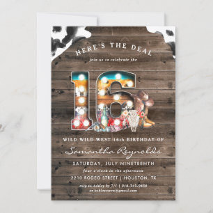 Anniversaire 16 ans   Wild West Cowboy Invitation