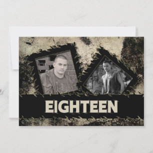 ANNIVERSAIRE 18ème INVITATION - GRUNGE - DEUX PHOT
