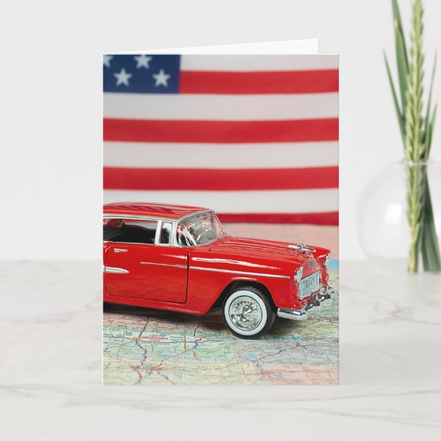 Anniversaire 1955 Chevy Car Sur La Carte De Route (Devant)