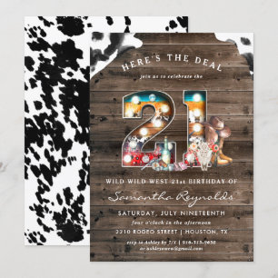 Anniversaire 21 ans   Wild West Cowboy Invitation