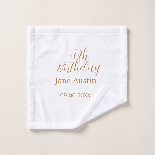 anniversaire 30 ans cuivre marron simple stylé nom (Gant de toilette)