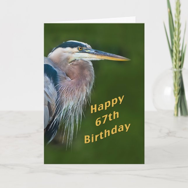 Anniversaire, 67e, Grande carte d'oiseaux du Héron (Devant)