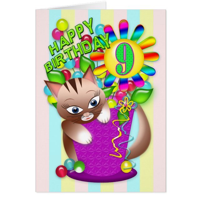 Anniversaire - 9 ans - Kitty Cat Célébrer (Devant)