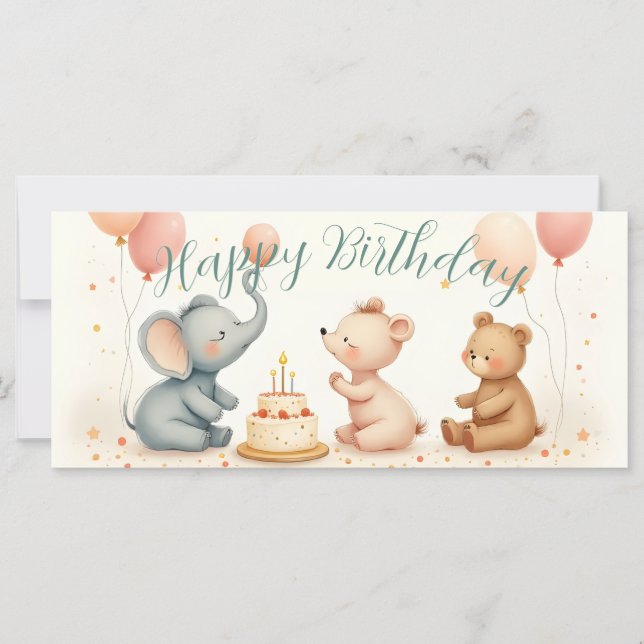 Anniversaire animal Joie avec ballons (Devant)