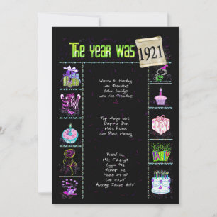 Anniversaire Année 1921 Invitation
