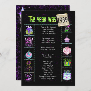 Anniversaire Année 1939 Invitation