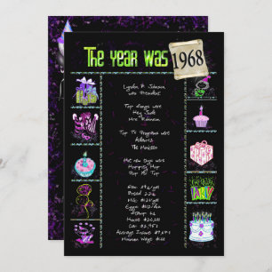 Anniversaire Année 1968 Invitation