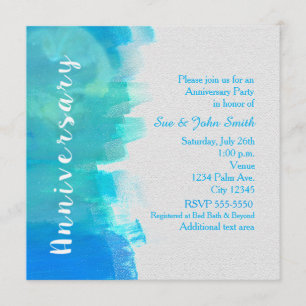 ANNIVERSAIRE Aquarelle Tropical Blue Invitation