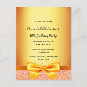 Anniversaire arc rose or glam invitation