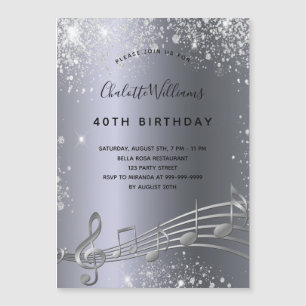 Anniversaire argent notes musique invitation aiman