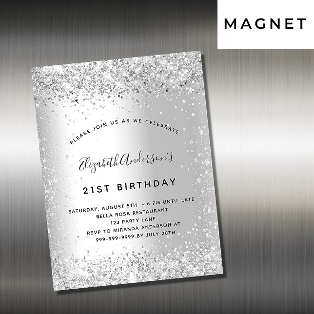 Anniversaire argent parties scintillant luxe invit (Créateur téléchargé)