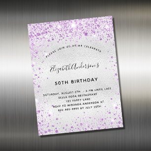 Anniversaire argent violet parties scintillant inv