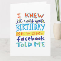 Anniversaire avant carte drôle de Facebook