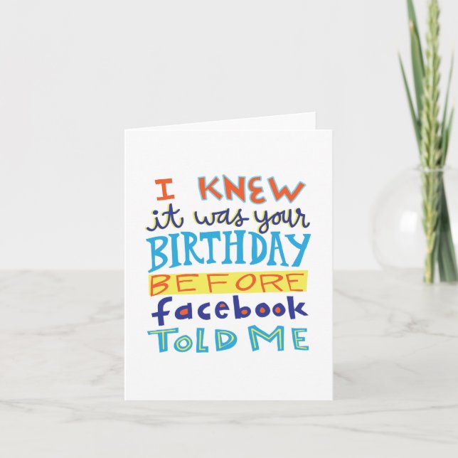 Anniversaire avant carte drôle de Facebook (Devant)