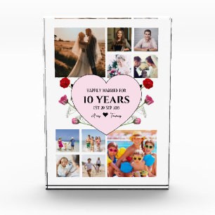 Anniversaire avec coeur rose et bloc photo Rose