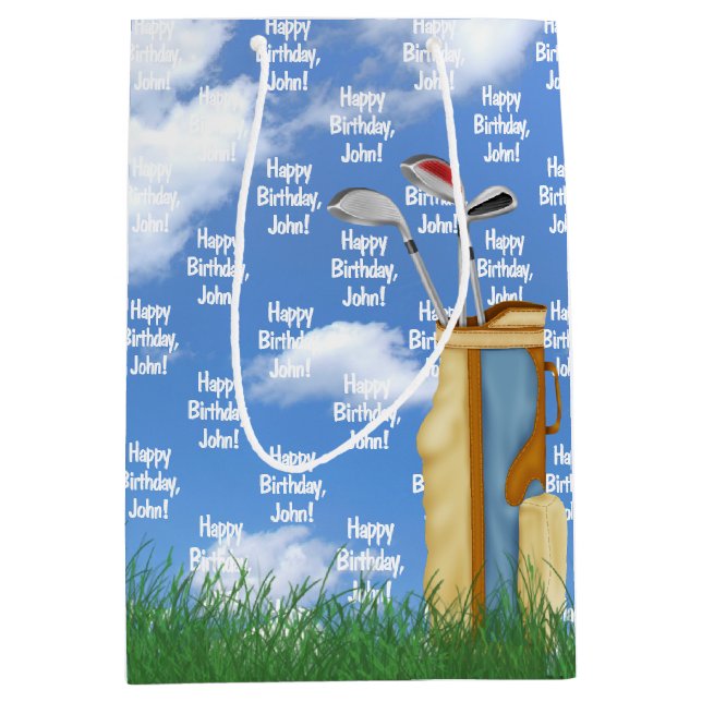 Anniversaire avec nom et sac de golf dans l'herbe (Devant)