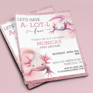 Anniversaire Axolotl Rose Pailleté