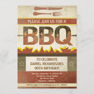 Anniversaire barbecue Invitations de design vintag