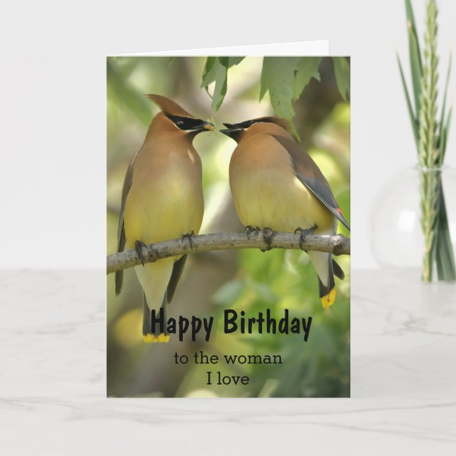 Anniversaire Bird Couple Femme I love Carte (Devant)