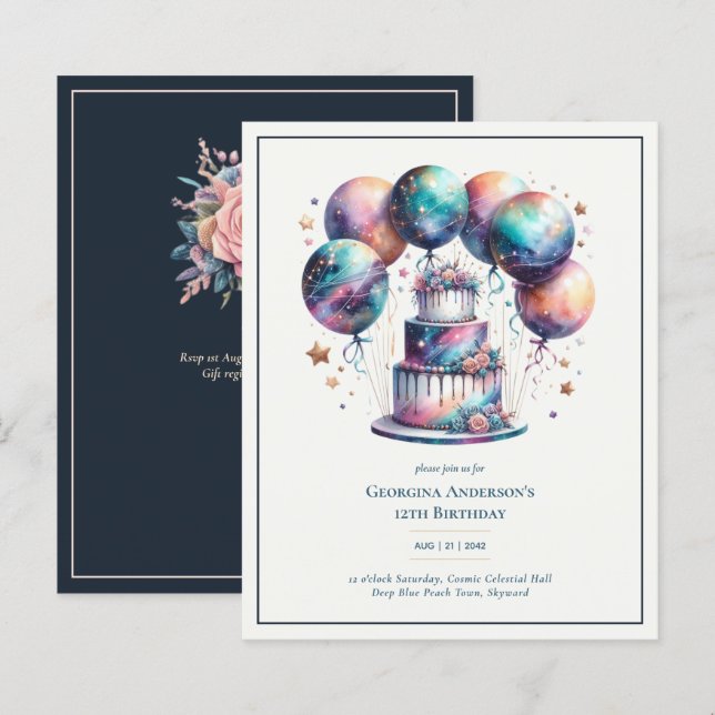 Anniversaire BIRTHDAY Nuit Navy Galaxie Céleste Co (Devant / Derrière)