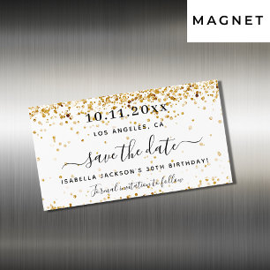 Anniversaire blanc or élégant Enregistrer l'aimant