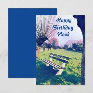 Anniversaire Bleu Aquarelle Jardin Banc Pour Lui