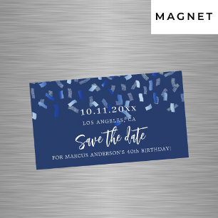 Anniversaire bleu marine confetti enregistrer la d