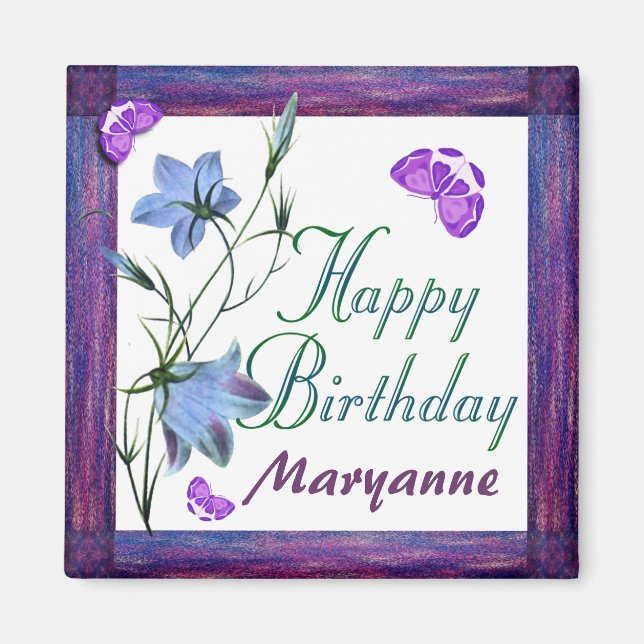 Anniversaire Bluebells et papillons Magnets (Devant)