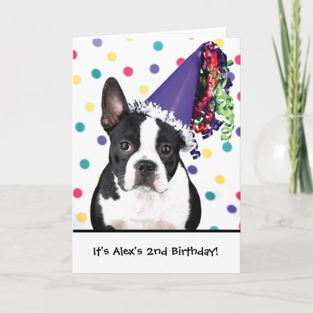 Anniversaire Boston terrier invitations personnali (Devant)
