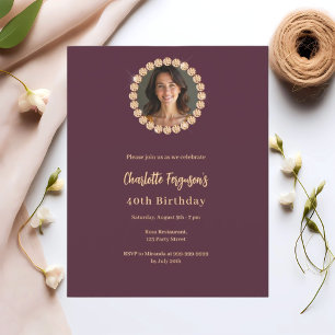 Anniversaire Bourgogne invitation photo diamant