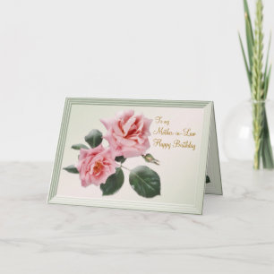 Anniversaire, carte de belle-mère. Roses roses