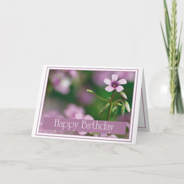 Anniversaire - carte de voeux rose d'oxalide (Devant)