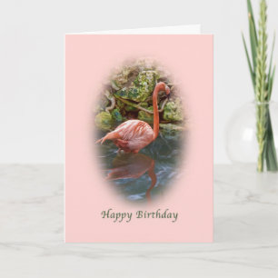 Anniversaire, Carte Flamant rose rose