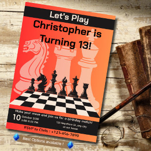 Anniversaire Chess Party Invitation Amusement Jeu 