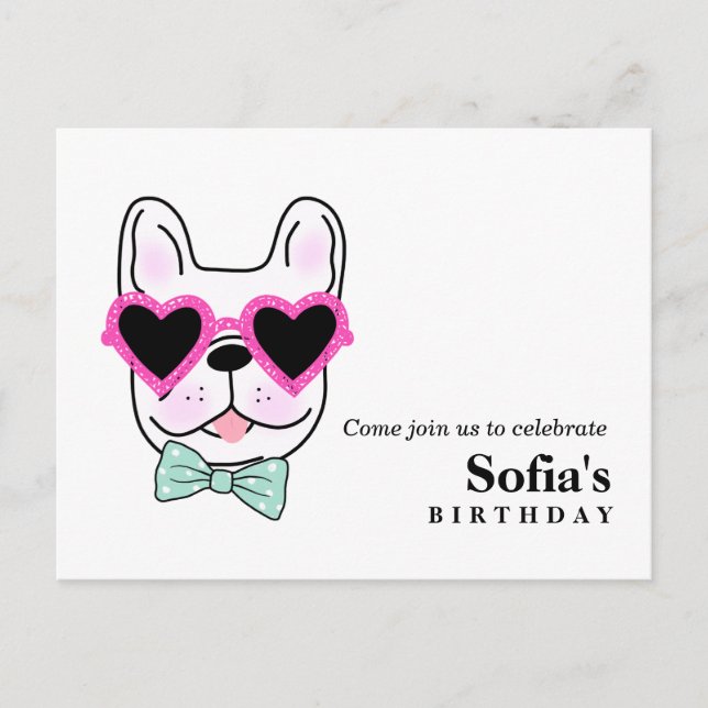 anniversaire chien chiot invitation par carte post (Devant)
